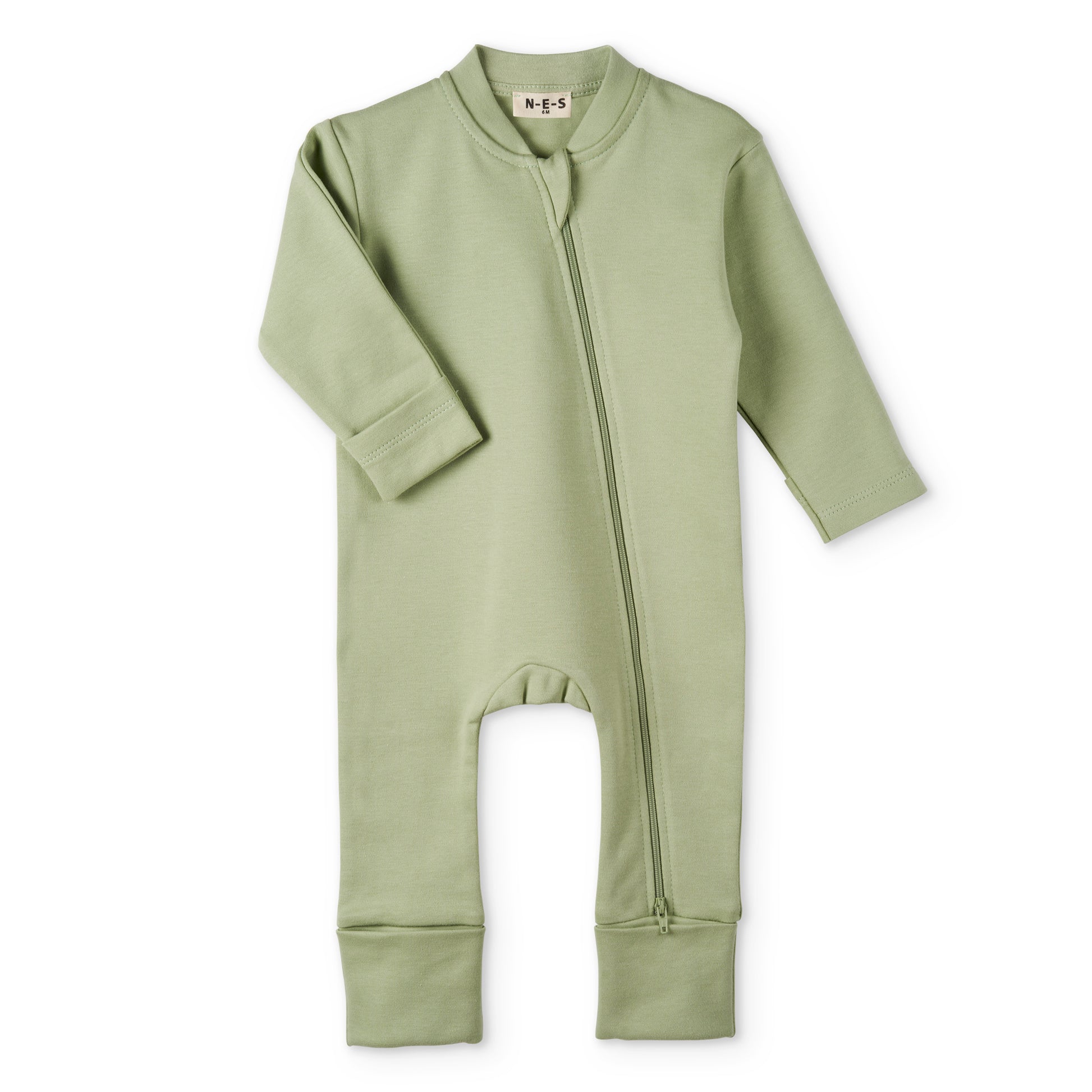 Baby Sleeper - 2 Way Zipper - Green - Convertible - 0M to 12M - Mitten Cuffs