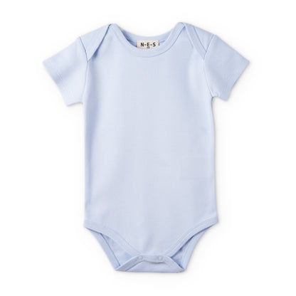 Baby Short Sleeve Bodysuit - Blue - 0M to 12M