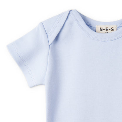 Baby Bodysuit Ribbed - Short Sleeve Blue - 0M to 12M