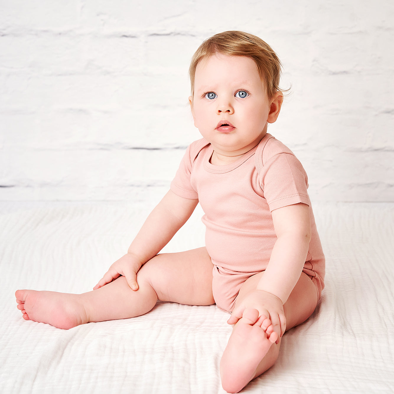 Baby Girl Ribbed Bodysuit - Short Sleeve Mauve - 0M to 12M