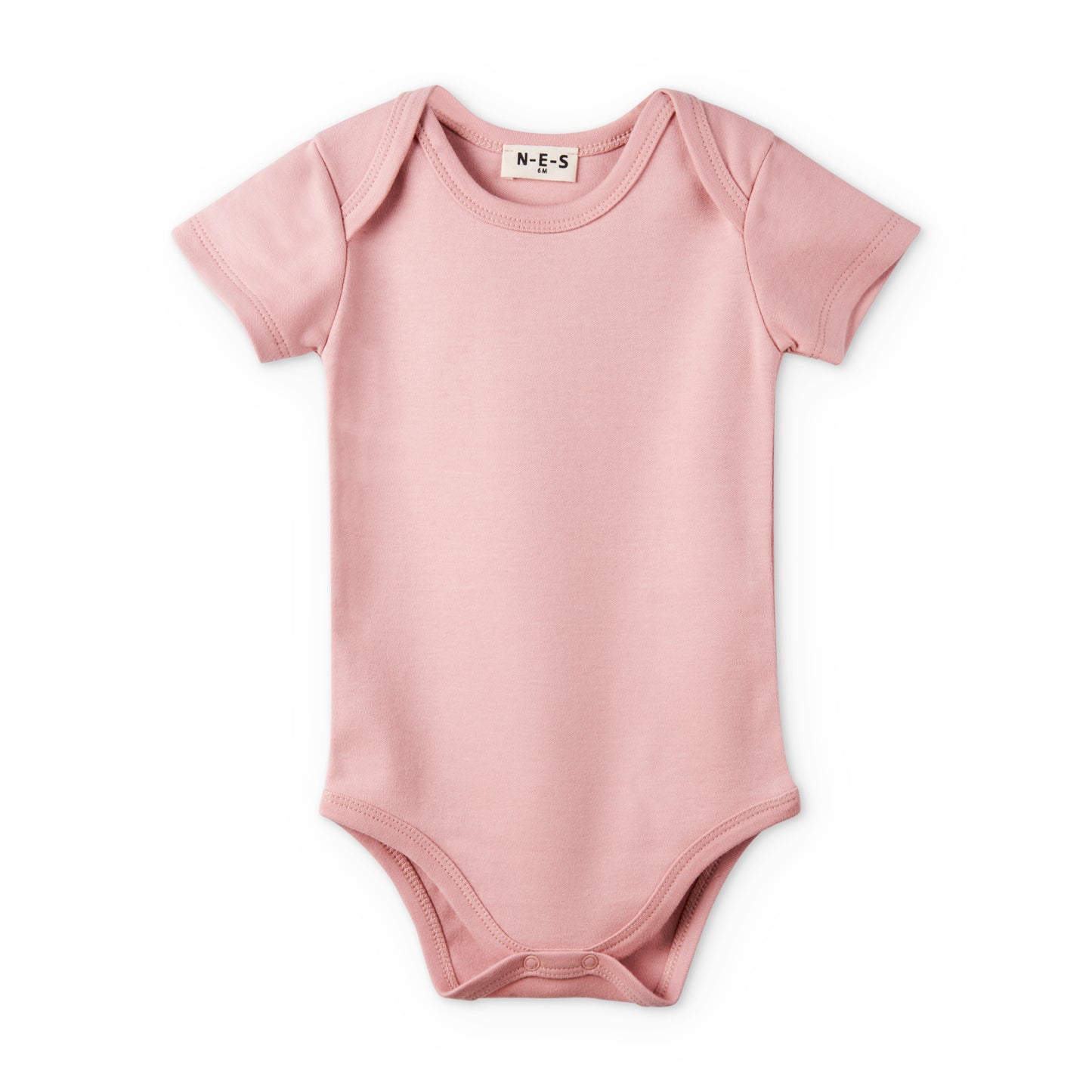 Baby Short Sleeve Bodysuit Ribbed - Mauve - 0M to 12M